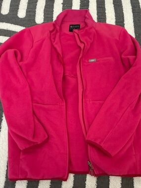 Figs Shocking Pink Zip-Up Fleece Jacket